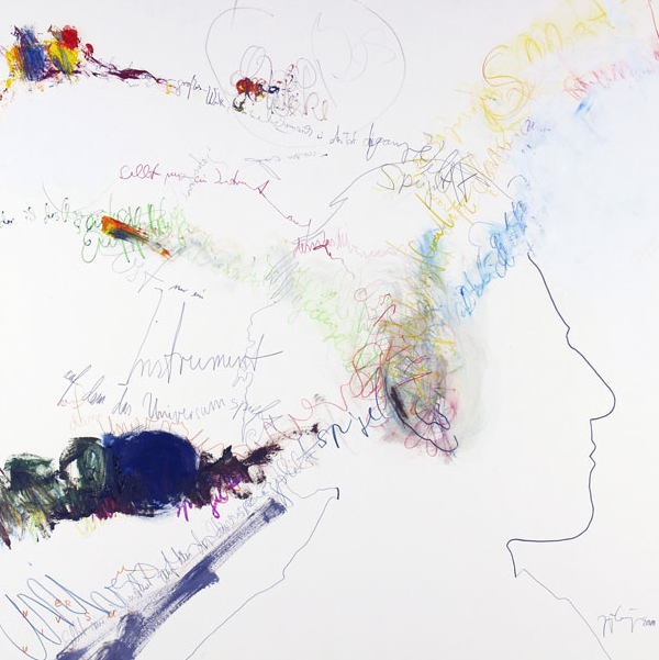 JoLa_Gustav Mahler V_2011_Protagonistendruck (Linolschnitt) und Mischtechnik auf Papier_72x72cm