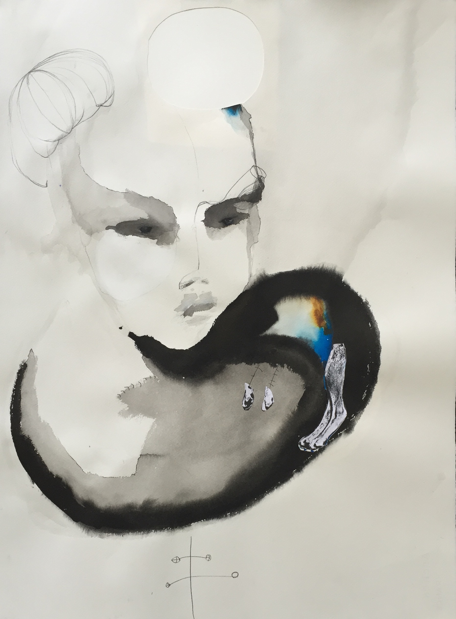 SaRi_Das Tier an mir_2014_76x56cm_Tinte, Gouache, Bleistift und Collage auf Bütten
